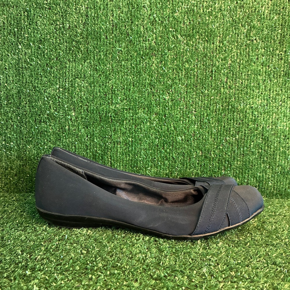 Mootsies Tootsies Modanerys Crisscross Fabric Comfort Flat Black Womens Size 8.5